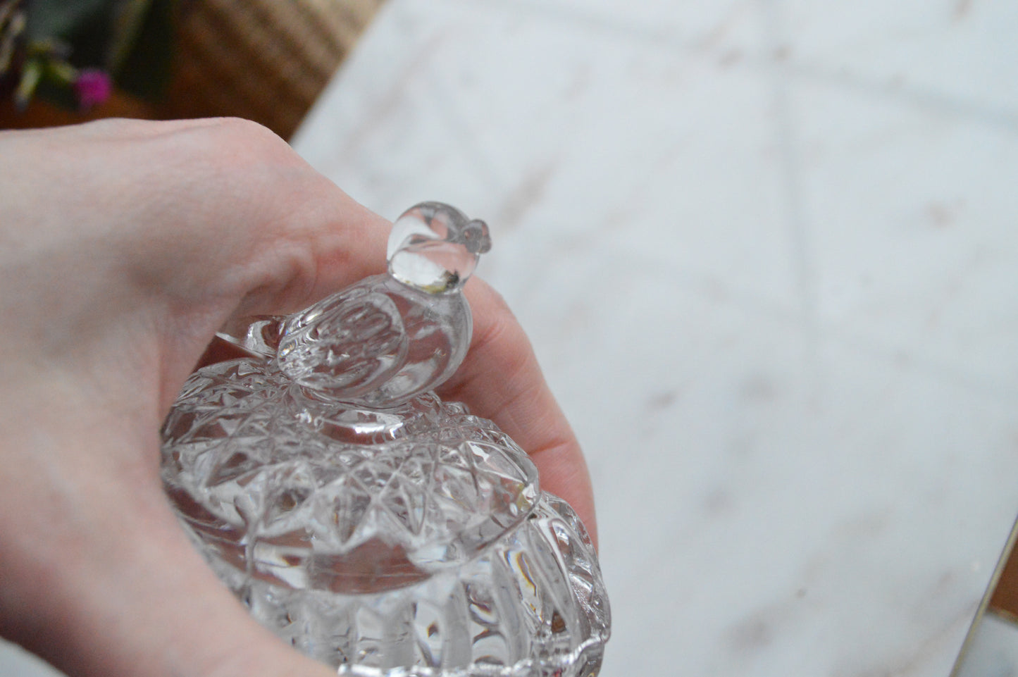 Vintage Hofbauer Byrdes Crystal Egg-shaped Trinket Dish