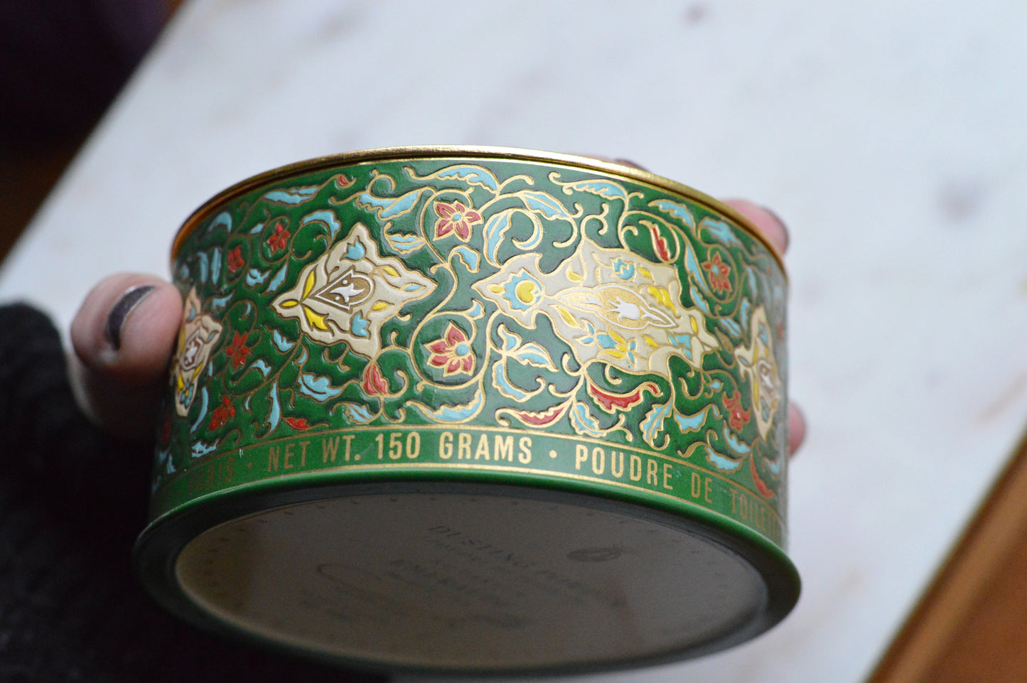 NOS Vintage Coty Emeraude Dusting Powder | Unopened and Full | Tin Bottom Large Box & Original Puff | 1940s-50s Vanity Deadstock