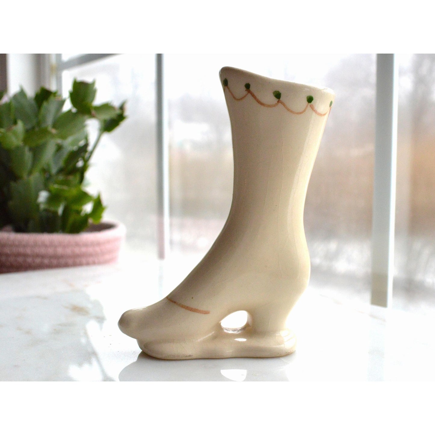 Victorian Style High-Button Shoe Bud Vase Figurine