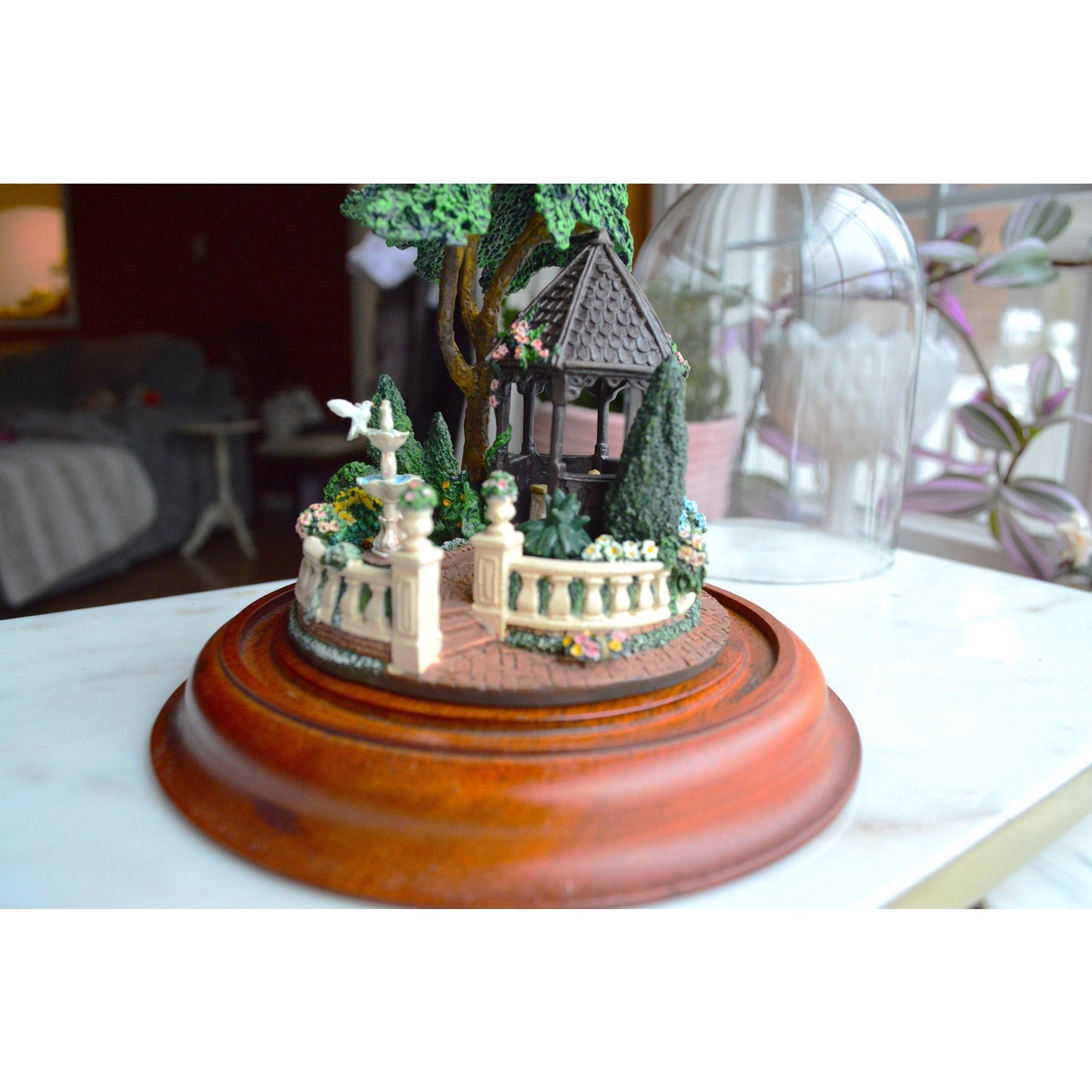 Princess Victoria's Dream Garden Porcelain Miniature Sculpture Under a Glass Dome by Barry Shiraishi