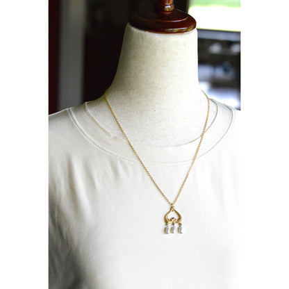 OOAK Handmade Upcycled Vintage Earring Lavalier Necklace, Teardrop Pearl 20"