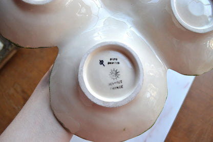 Vintage French Gabriel Fourmaintraux Desvres Hand-Painted Faience 4-Section Serving Dish