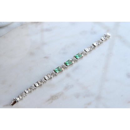 Bellevue Sterling Silver Butterfly Tennis Bracelet, Emerald Cut CZ Stones
