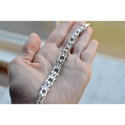 Bellevue Sterling Silver Butterfly Tennis Bracelet, Emerald Cut CZ Stones