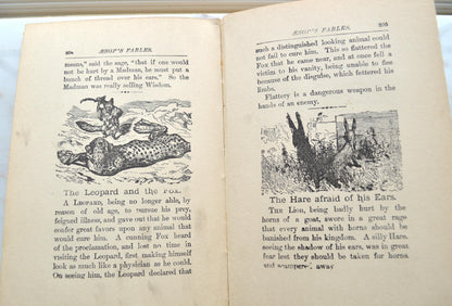 Antique 1900s Aesop's Fables Henry Altemus Hardcover Book, Pictorial Green Fairy