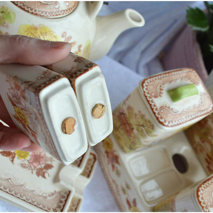 Vintage Brown & Richie "Oriental Gardens" Ceramic Tea and Condiment Caddy Set