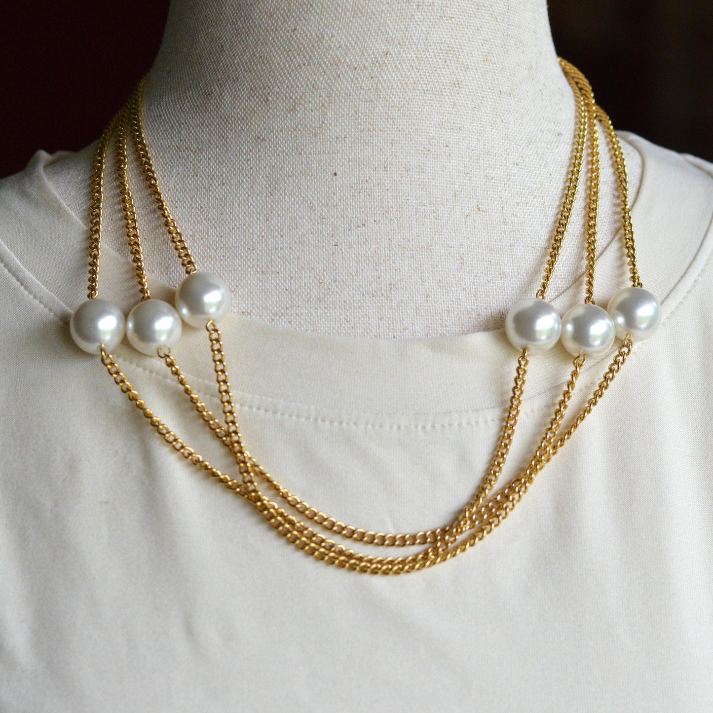 Vintage 1980s Extra Long 60" Faux Pearl Station Opera Sautoir Flapper Necklace