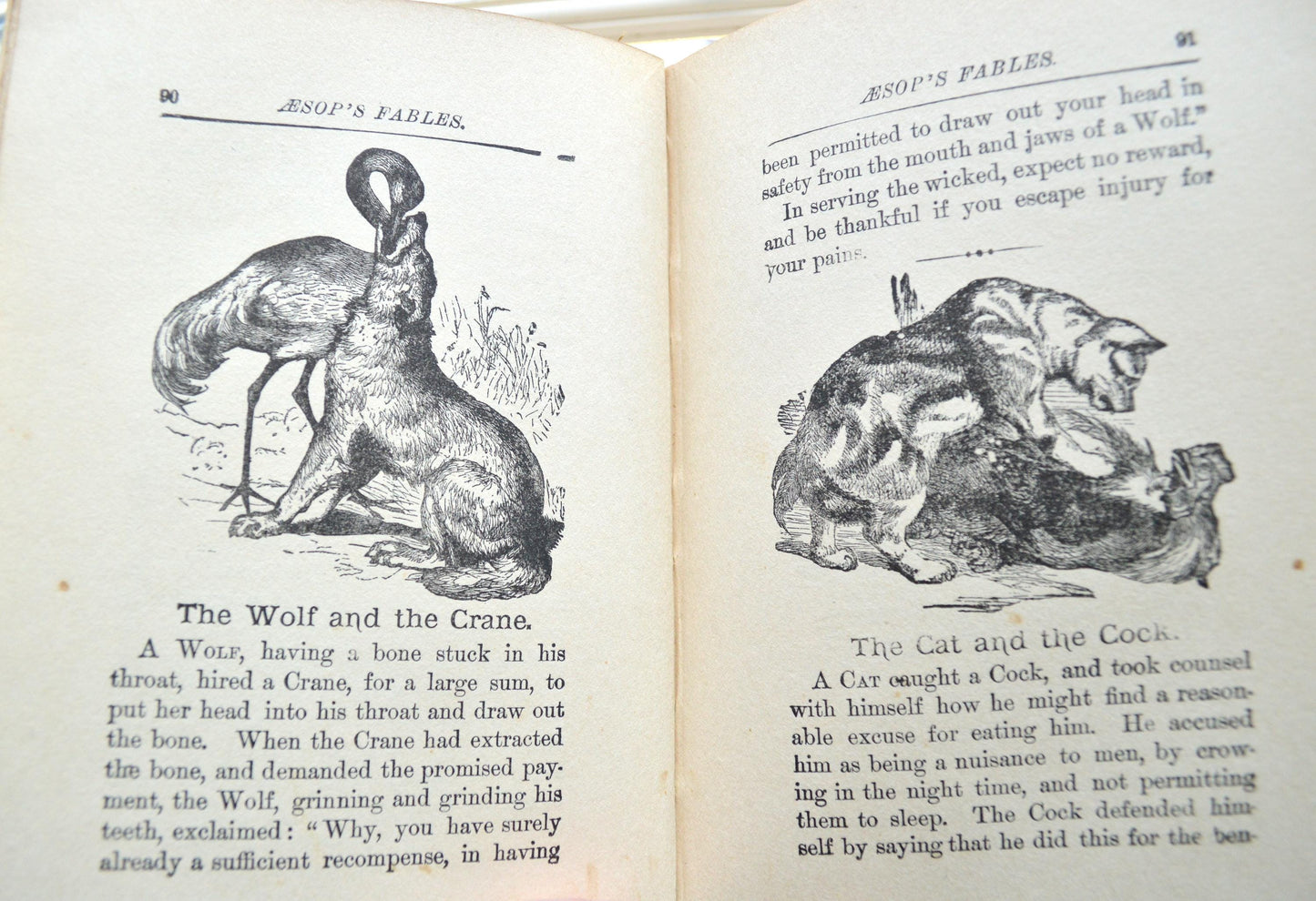 Antique 1900s Aesop's Fables Henry Altemus Hardcover Book, Pictorial Green Fairy