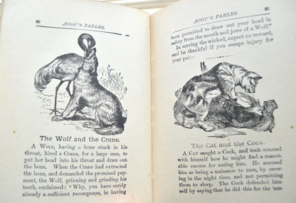 Antique 1900s Aesop's Fables Henry Altemus Hardcover Book, Pictorial Green Fairy