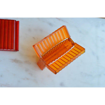 Vintage 1950s Vuedex Acrylic Cigarette Case Lot As-Is, Red Orange Card Holder