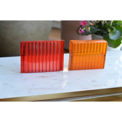 Vintage 1950s Vuedex Acrylic Cigarette Case Lot As-Is, Red Orange Card Holder