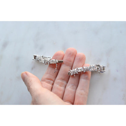 Bellevue Sterling Silver Butterfly Tennis Bracelet, Emerald Cut CZ Stones