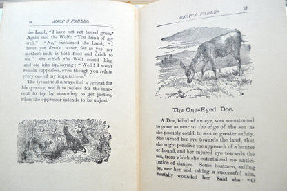 Antique 1900s Aesop's Fables Henry Altemus Hardcover Book, Pictorial Green Fairy