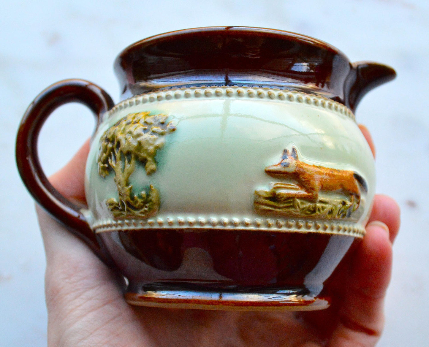 Vintage English Bourne Denby (Derby) Hunting Scene Creamer
