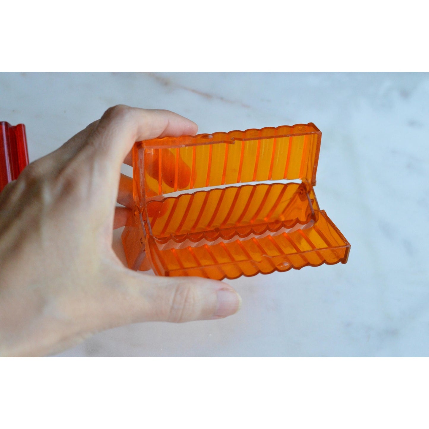 Vintage 1950s Vuedex Acrylic Cigarette Case Lot As-Is, Red Orange Card Holder