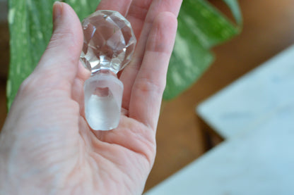 Antique Etched Glass Perfume Bottle, Fern Motif, Victorian Scent Bottle with Original Faceted Stopper, Functional / Minor Wear