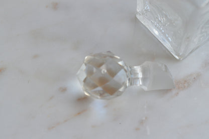 Antique Etched Glass Perfume Bottle, Fern Motif, Victorian Scent Bottle with Original Faceted Stopper, Functional / Minor Wear