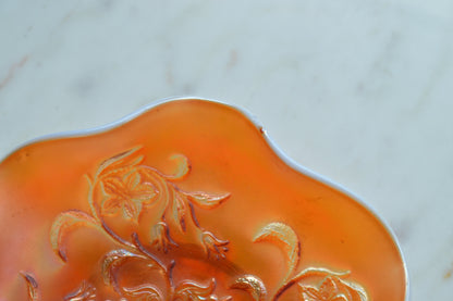 Antique Fenton Marigold Carnival Glass Orange Tree Bowl - Iridescent Ruffled Edge Fruit Bowl - Circa 1910-1920s Early American Art Glass