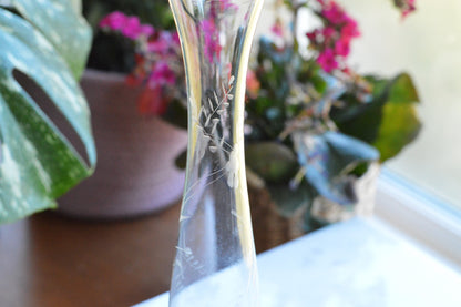 Vintage Anchor Hocking Glass Vase with Roymond Sterling Silver Base – Clear Pressed Glass Pedestal Vase – Mid‑Century Modern – USA