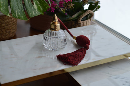 Waterford Crystal Perfume Atomizer - Vintage Lismore Colleen Cut - Burgundy Tassel & Pump