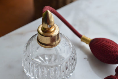Waterford Crystal Perfume Atomizer - Vintage Lismore Colleen Cut - Burgundy Tassel & Pump