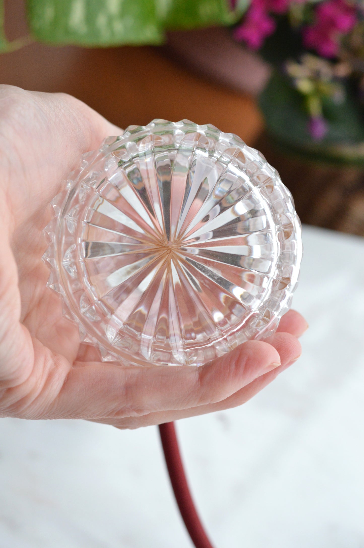 Waterford Crystal Perfume Atomizer - Vintage Lismore Colleen Cut - Burgundy Tassel & Pump