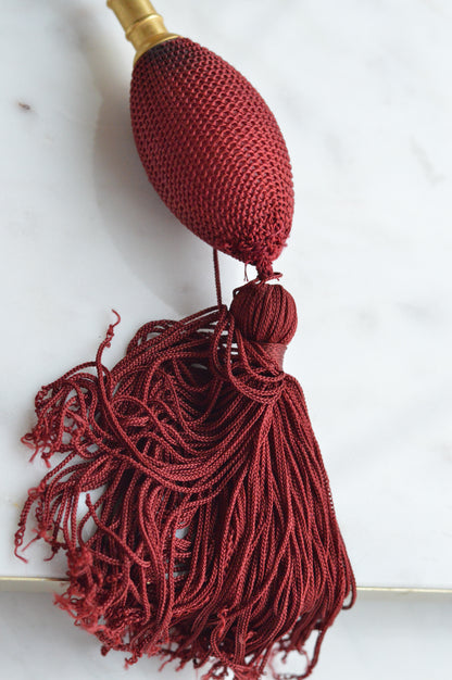 Waterford Crystal Perfume Atomizer - Vintage Lismore Colleen Cut - Burgundy Tassel & Pump