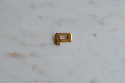Vintage Gold Tone Letter P Pin - Block Initial Alphabet Lapel Pin - Varsity Letterman Style Jewelry - Mid Century Collegiate Accessory