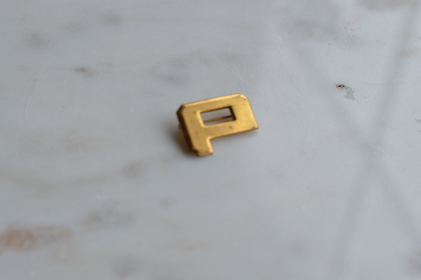 Vintage Gold Tone Letter P Pin - Block Initial Alphabet Lapel Pin - Varsity Letterman Style Jewelry - Mid Century Collegiate Accessory