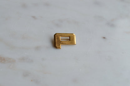 Vintage Gold Tone Letter P Pin - Block Initial Alphabet Lapel Pin - Varsity Letterman Style Jewelry - Mid Century Collegiate Accessory