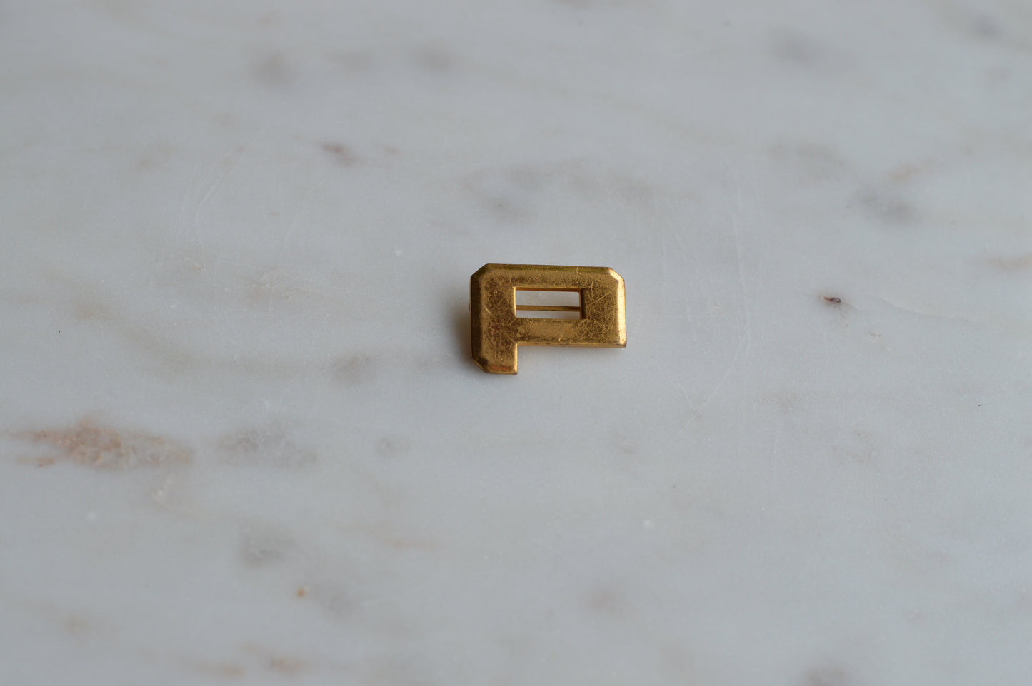 Vintage Gold Tone Letter P Pin - Block Initial Alphabet Lapel Pin - Varsity Letterman Style Jewelry - Mid Century Collegiate Accessory