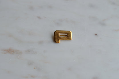 Vintage Gold Tone Letter P Pin - Block Initial Alphabet Lapel Pin - Varsity Letterman Style Jewelry - Mid Century Collegiate Accessory