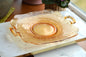 Antique Cambridge Amber Glass "Cleo" Etched Serving Tray - 1930s Depression Glass