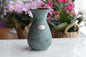 Vintage Jasba Keramik Jaspatina Vase - 1960s Mid Century Modern West Germany Pottery - Textured Turquoise & Gold Marbled Glaze - Rare MCM Collectible