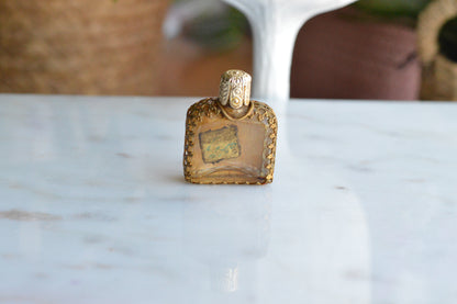 Vintage POMPADOUR VIENNESE Petit Point Perfume Bottle, Original Foil Label, Hand-Stitched Floral Austrian Brass Filigree Purse Scent Bottle