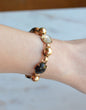 Vintage 14K Gold‑filled Scarab Bal-Ron Bracelet featuring Carved Multi‑Stone Scarabs in Classic Egyptian Revival Style