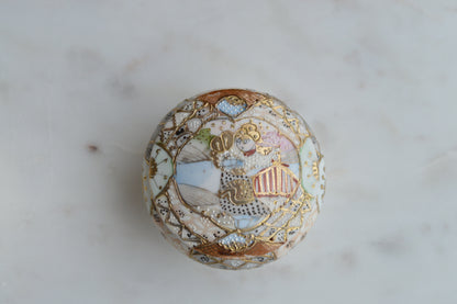 Antique Hand Painted Nippon Porcelain Lidded Set, Moriage & Gold Gilt Floral Trinket Box and Jar, 1891-1921 Japanese Estate Porcelain