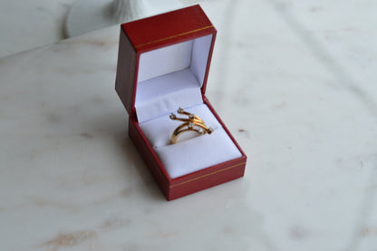 Signed AD 925 Sterling Silver Gold Vermeil Bypass Ring, Multi-Stone "Shooting Star" Spray Ring, Aurora Designer Statement Jewelry Size 7.5