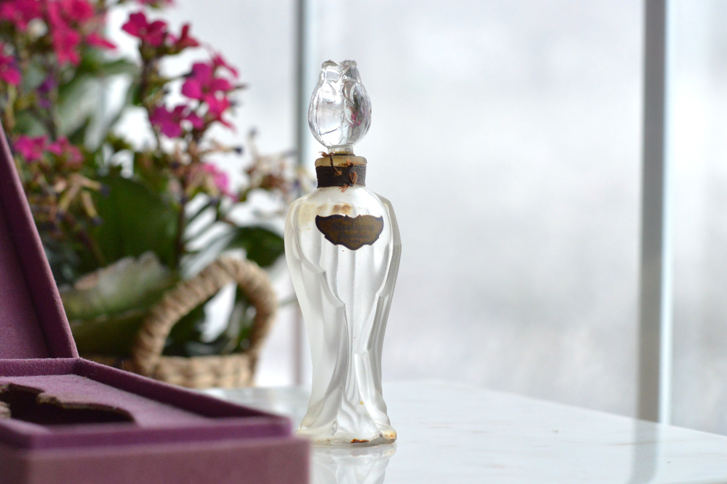 Vintage 1950s Guerlain Shalimar Extrait Perfume - Rosebud Amphora Bottle & Original Box