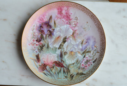 1991 Lena Liu “Iris Quartet” Collector Plate • W.S. George Fine China • Limited Edition • Symphony of Shimmering Beauty • Floral Iris Wall Art