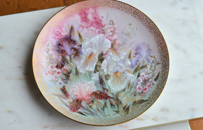 1991 Lena Liu “Iris Quartet” Collector Plate • W.S. George Fine China • Limited Edition • Symphony of Shimmering Beauty • Floral Iris Wall Art
