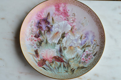 1991 Lena Liu “Iris Quartet” Collector Plate • W.S. George Fine China • Limited Edition • Symphony of Shimmering Beauty • Floral Iris Wall Art