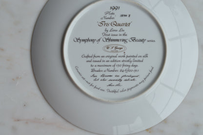 1991 Lena Liu “Iris Quartet” Collector Plate • W.S. George Fine China • Limited Edition • Symphony of Shimmering Beauty • Floral Iris Wall Art