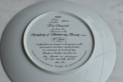 1991 Lena Liu “Iris Quartet” Collector Plate • W.S. George Fine China • Limited Edition • Symphony of Shimmering Beauty • Floral Iris Wall Art