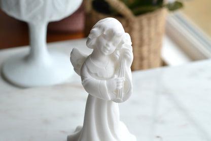 Vintage Bianchi Italian Alabaster Angel Figurine with Harp – Made in Italy