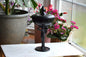 Rare 1930s Dermay Fifth Avenue NY Black Amethyst Glass Vanity Dish - Art Deco Nude Nymph Pedestal - Hand-Painted Enamel - Tiffin for Dermay