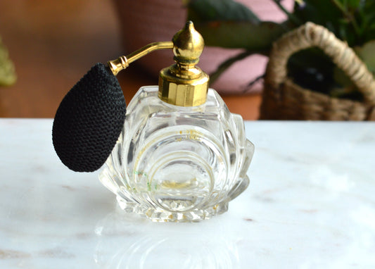 Vintage Crystal Perfume Atomizer - MCM Sunburst Shell Design - West Germany - AS IS for Decor or Repair