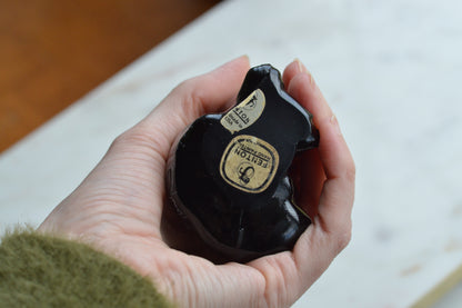 Vintage Fenton Black Cat Figurine – "Black Copper Rose" Pattern, Hand-Painted & Signed by J. Marr, Original Labels