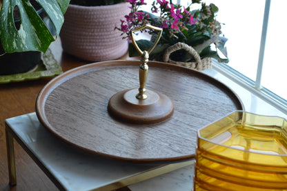 Vintage Mid Century Modern Lazy Susan - Thermo-Serv Westwood Amber Lucite 7 Piece Set - Faux Wood Base