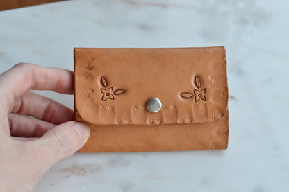 Vintage Order of the Eastern Star (OES) Tooled Leather Folding Mirror - Masonic Vanity Pouch